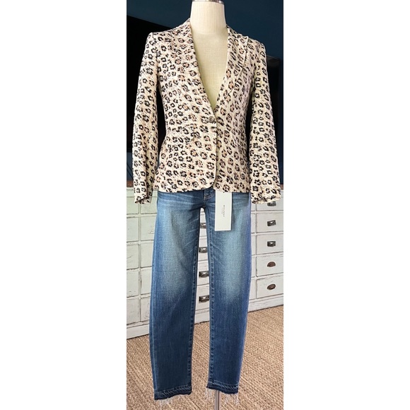 Joie Leopard 100% Linen Blazer 00 - Picture 6 of 12